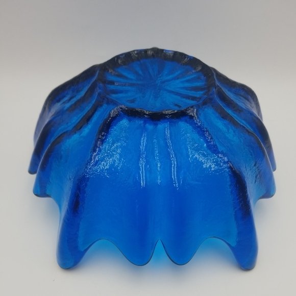 Vintage VIKING GLASS 10" Turquoise Designer Centerpiece Bowl by Wayne Husted USA - Picture 3 of 5